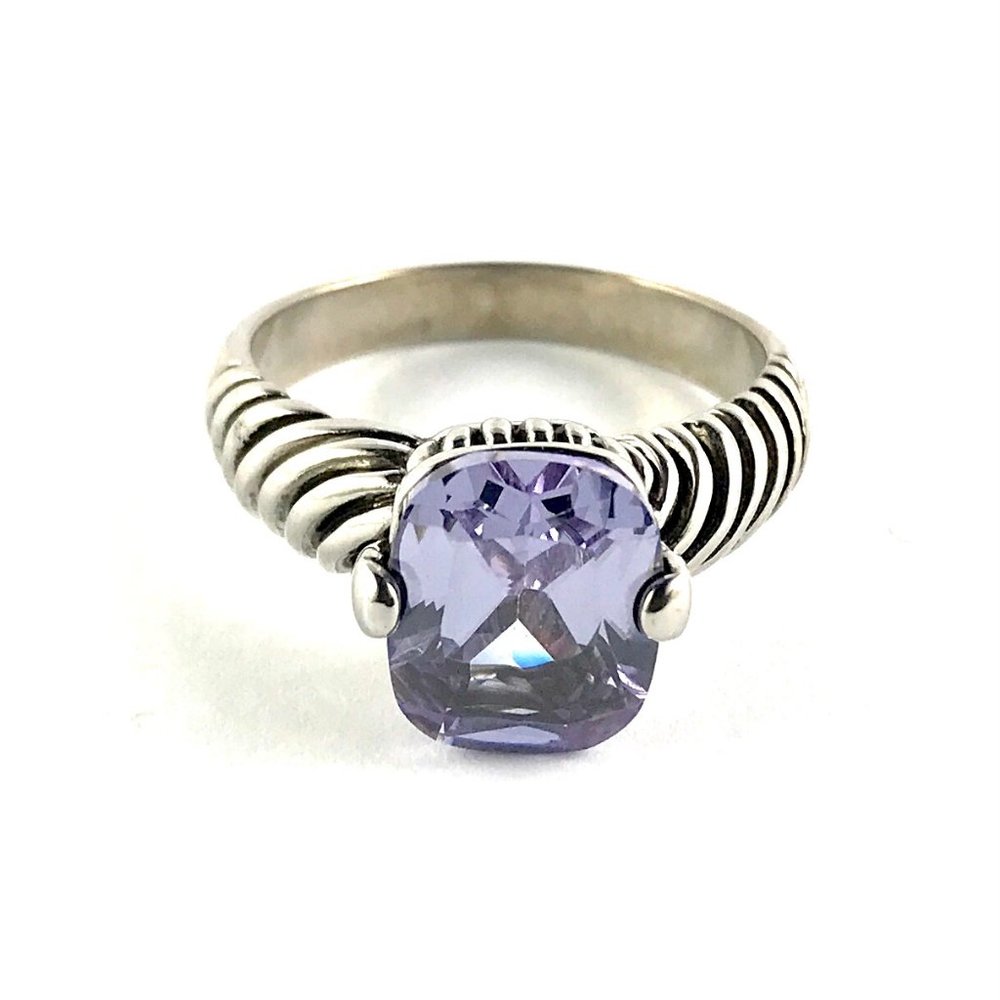 Silver Tone Purple Amethyst Ring Size 8.75